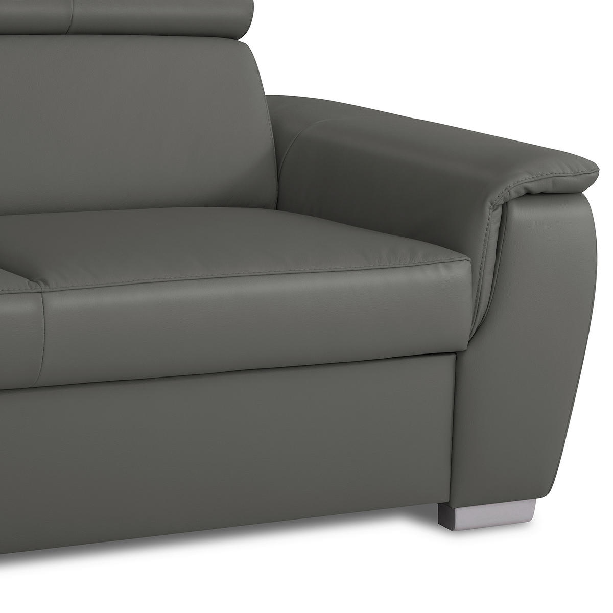 WOHNLANDSCHAFT  in Kombination Echtleder/Lederlook Anthrazit  - Anthrazit, Leder/Metall (211/262cm) - Celina Home