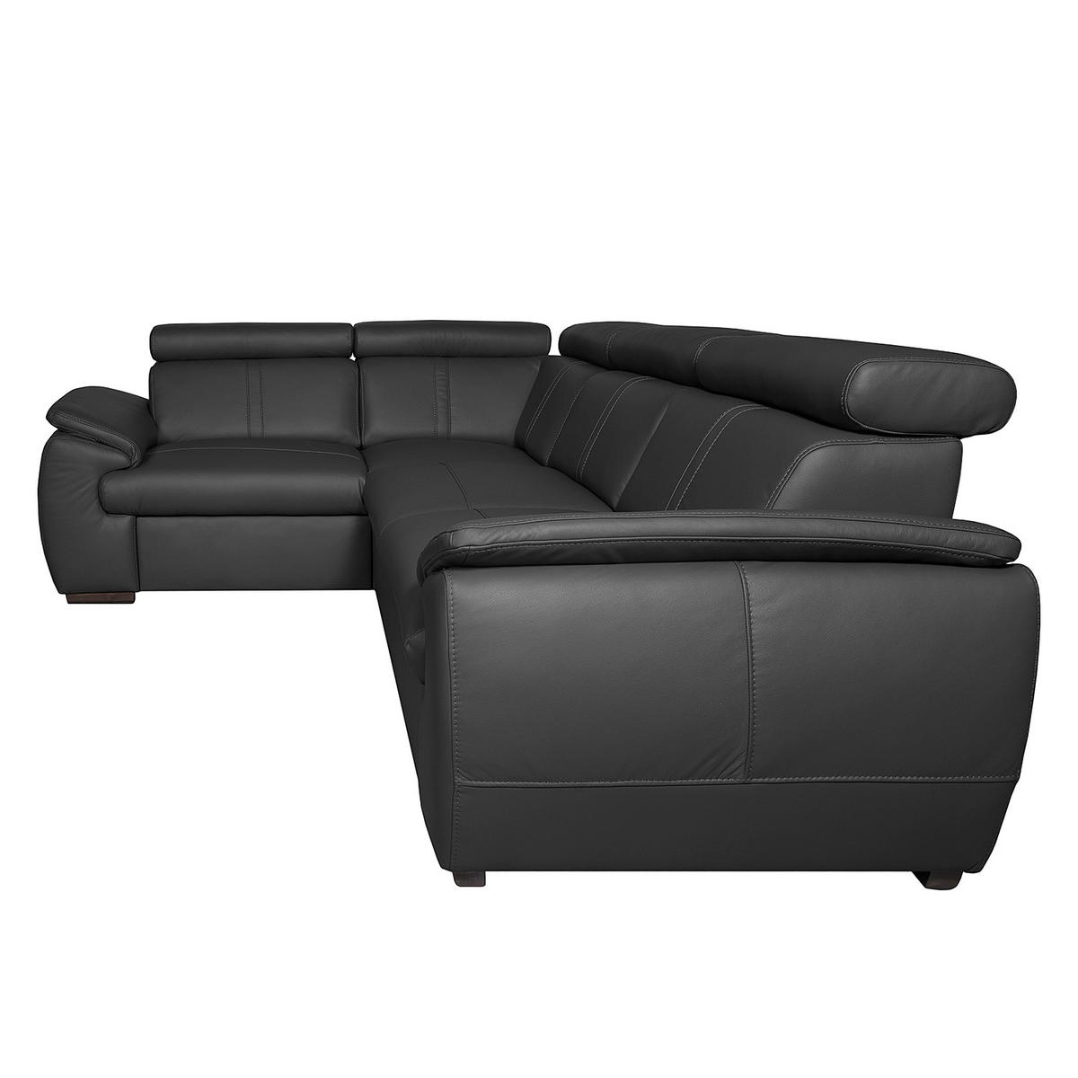 ECKSOFA  in Echtleder Schwarz  193/265 cm  - Wengefarben/Schwarz, Design, Leder/Holz (193/265cm) - Livetastic
