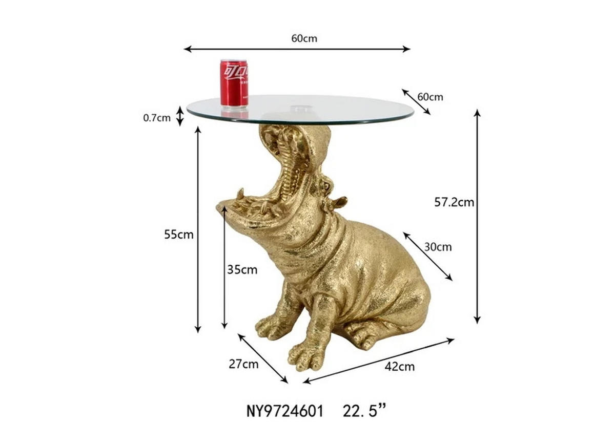 BEISTELLTISCH in Kunststoff, Glas 48/48/56 cm  - Goldfarben, Design, Glas/Kunststoff (48/48/56cm) - Kare-Design
