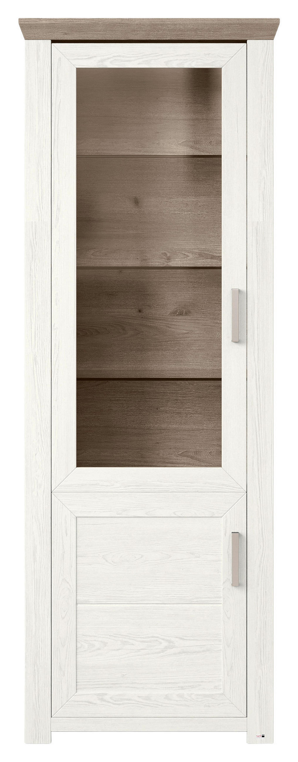 VITRINE in Weiß, Eichefarben  - Eichefarben/Weiß, Design, Glas/Holzwerkstoff (74,5/206,6/42,2cm) - SetOne by Musterring