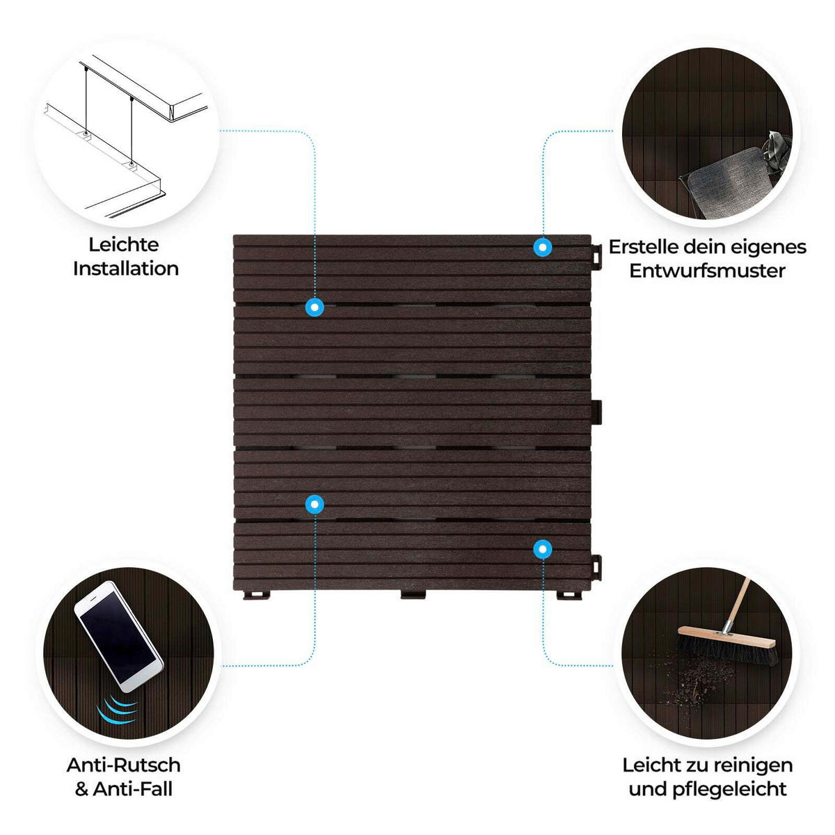 TERRASSENFLIESE 30/30 cm Claire  - Braun, KONVENTIONELL, Kunststoff (30/30cm) - Floordirekt