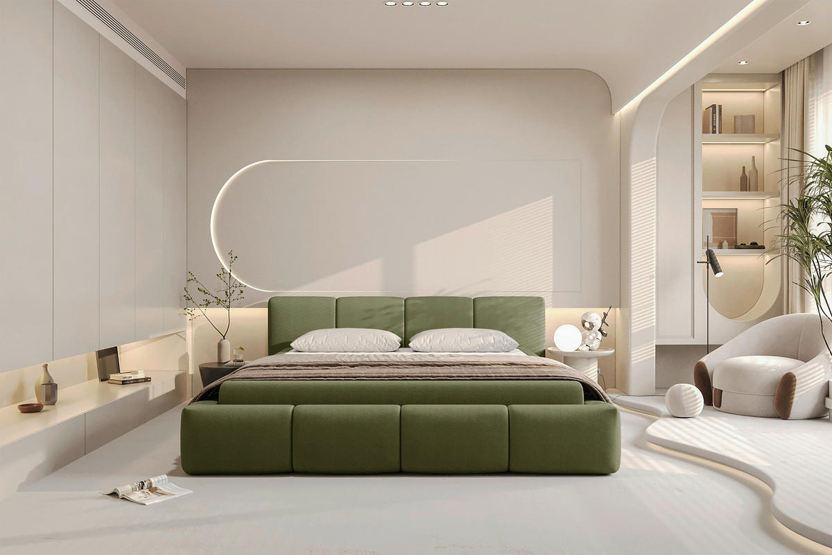 POLSTERBETT 180/200 cm,  in Grün, Lattenrost, Bettkasten,  - Schwarz/Grün, Design, Holz/Textil (180/200cm) - Xora