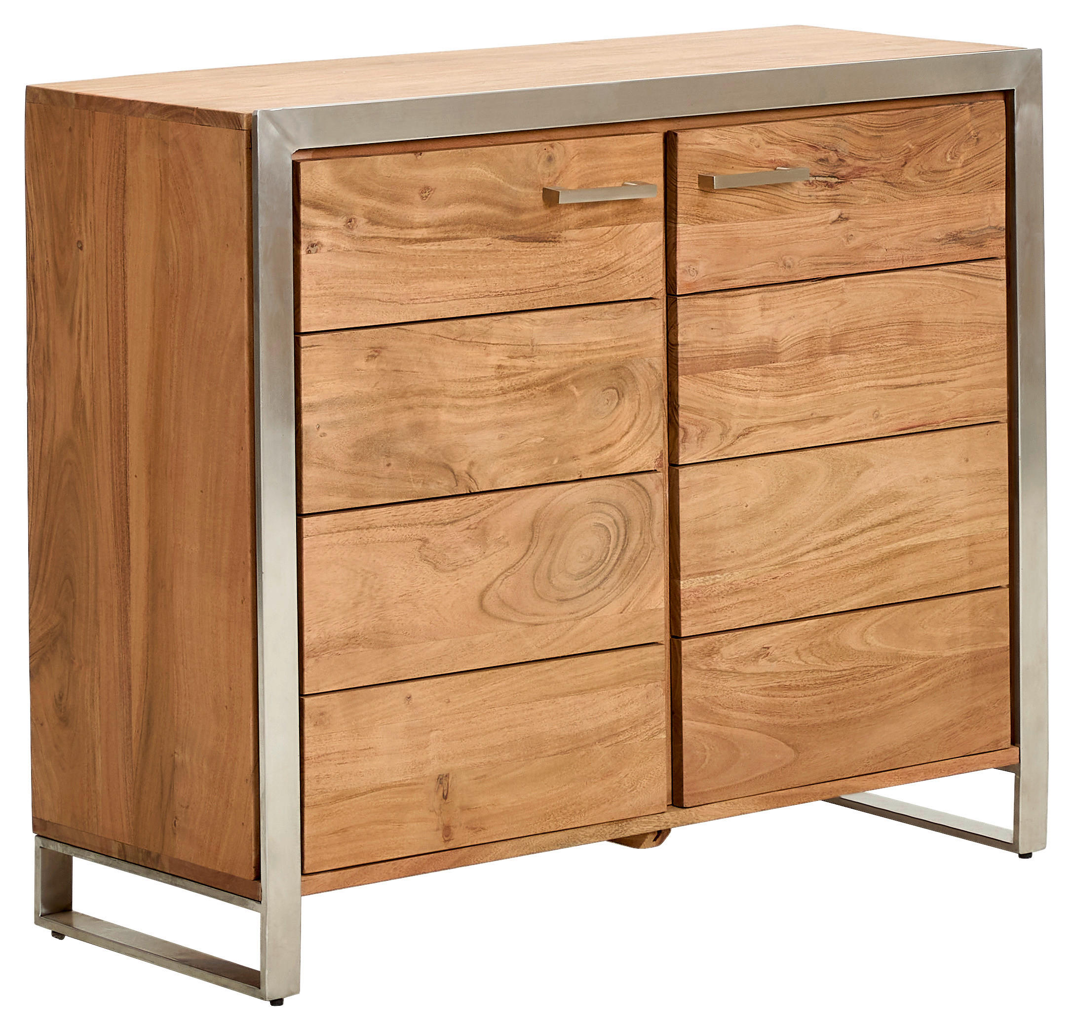 KOMMODE  in 100/85/40 cm  - Silberfarben/Akaziefarben, KONVENTIONELL, Holz/Metall (100/85/40cm) - Livetastic