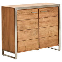 KOMMODE  in 100/85/40 cm  - Silberfarben/Akaziefarben, KONVENTIONELL, Holz/Metall (100/85/40cm) - Livetastic