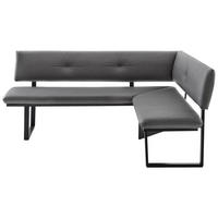 ECKBANK 190/150 cm Lederlook Schwarz, Dunkelgrau   - Dunkelgrau/Schwarz, MODERN, Textil/Metall (190/150cm) - Cantus