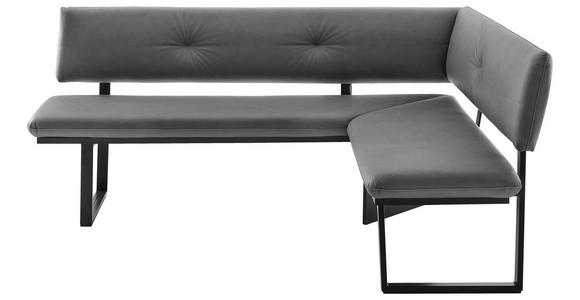 ECKBANK 180/140 cm Lederlook Schwarz, Dunkelgrau   - Dunkelgrau/Dunkelbraun, MODERN, Textil/Metall (180/140cm) - Cantus