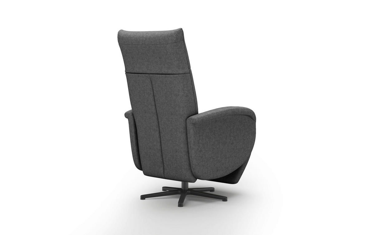 RELAXSESSEL GLENDALE E Flachgewebe Kopfteilverstellung, Rücken echt    - Dunkelgrau/Schwarz, KONVENTIONELL, Textil/Metall (75/112/82cm) - Sit & More