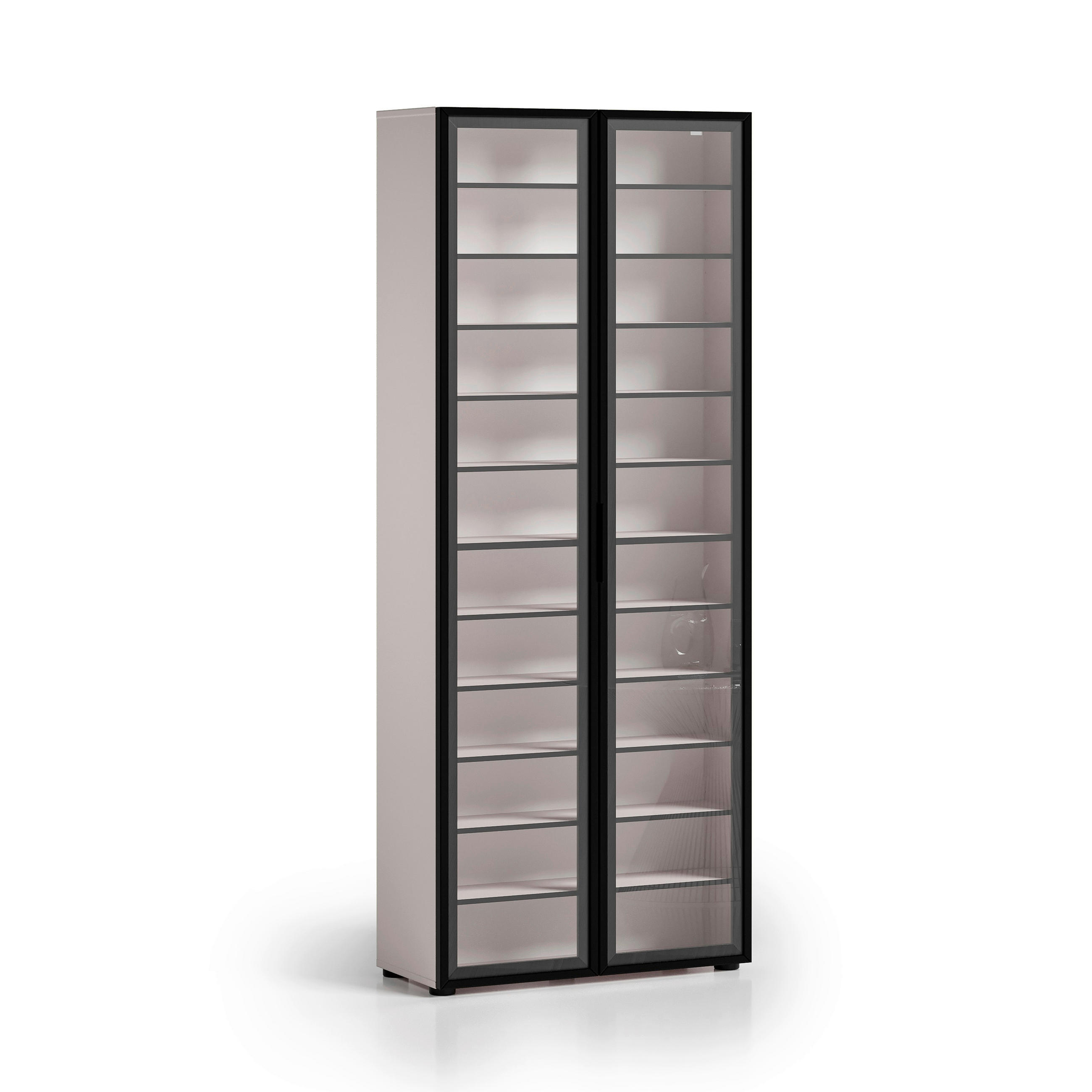 SCHUHSCHRANK Schwarz, Kaschmir  - Kaschmir/Schwarz, Design, Glas/Holzwerkstoff (80/200/34cm) - Voleo