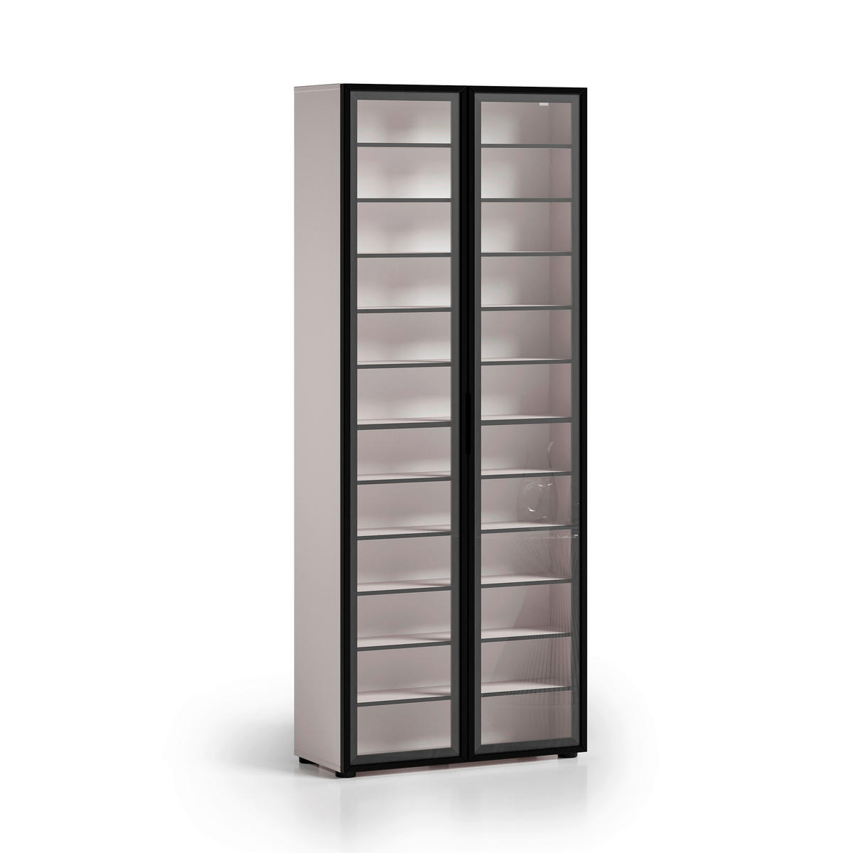 SCHUHSCHRANK Schwarz, Kaschmir  - Kaschmir/Schwarz, Design, Glas/Holzwerkstoff (80/200/34cm) - Voleo