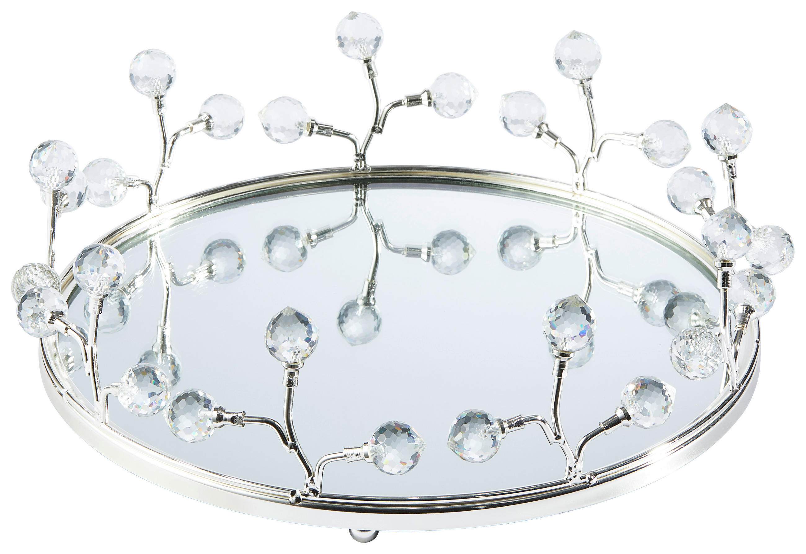 DEKOTABLETT - Silberfarben, Glas/Metall (32/8cm) - Ambia Home