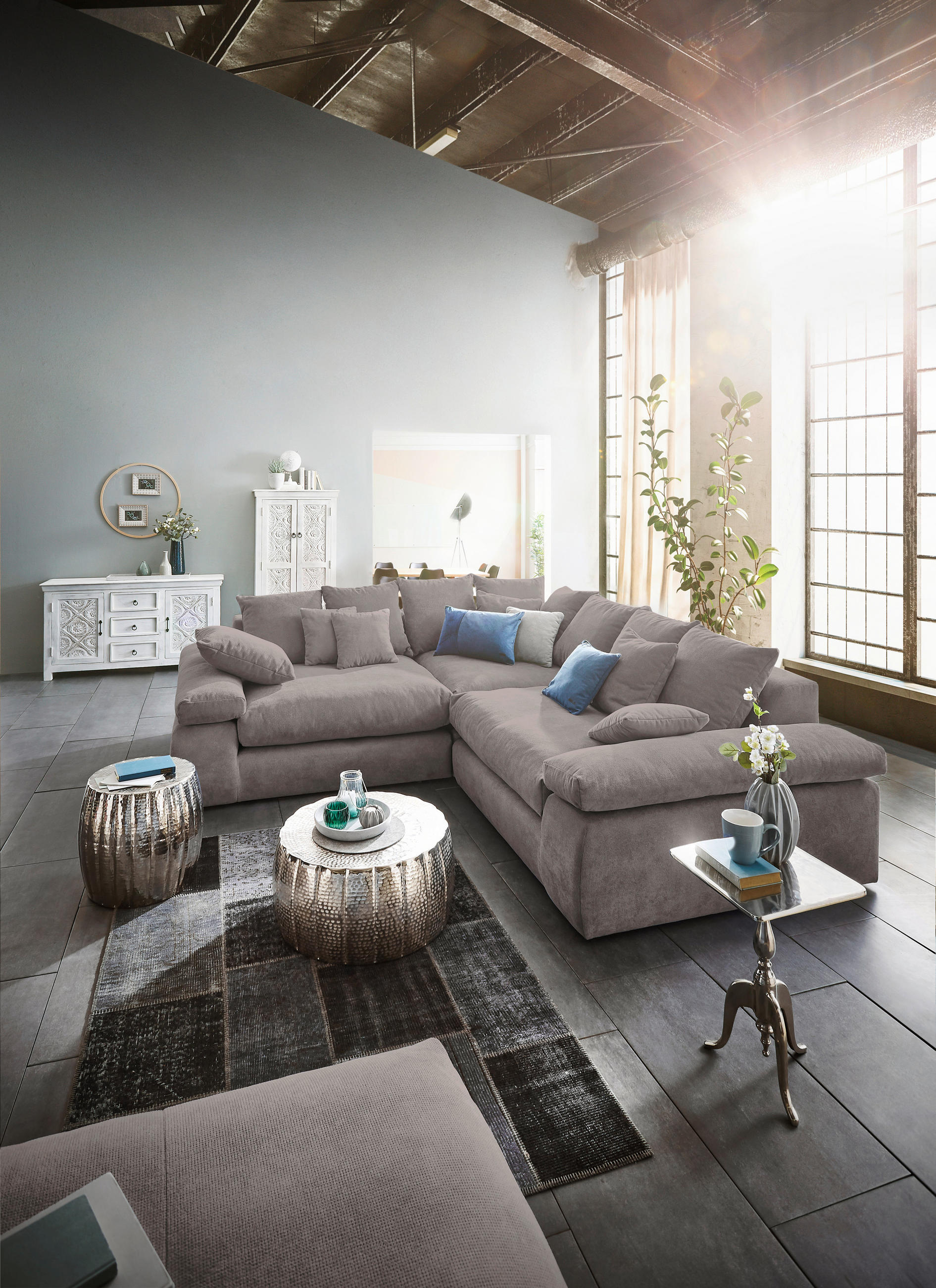 ECKSOFA in Webstoff Braun  284/284 cm  - Schwarz/Braun, Design, Kunststoff/Textil (284/284cm) - Carryhome