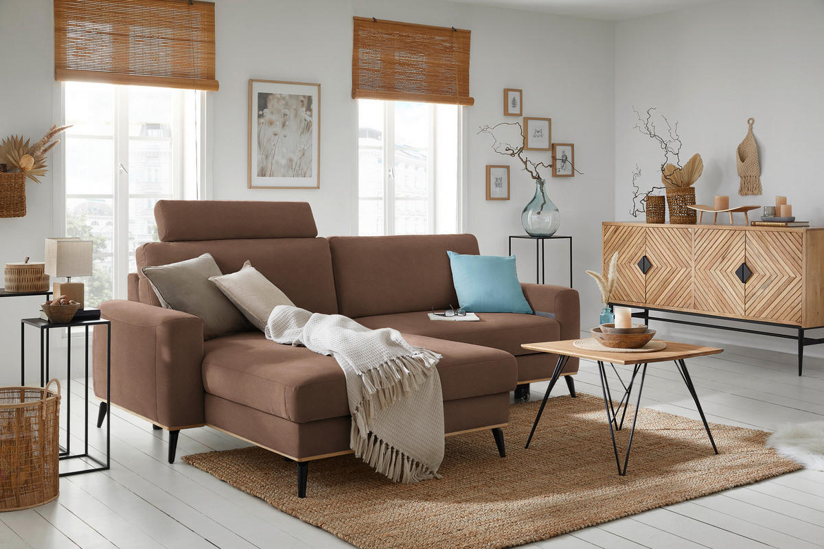 KOPFSTÜTZE Lederlook, Mikrofaser  - Braun, Konventionell, Textil (84/21/21cm) - MID.YOU