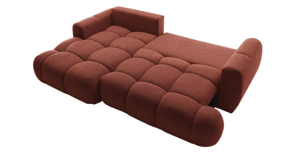 ECKSOFA Dunkelorange Struktur Rückenkissen, Bettkasten, Schlaffunktion, Rücken echt, Liegefläche im Originalstoff  - Dunkelorange/Schwarz, KONVENTIONELL, Kunststoff/Textil (172/272cm) - Carryhome