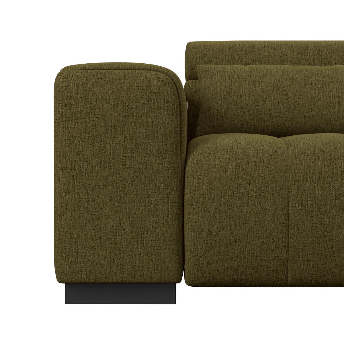 ECKSOFA MATERA Olivgrün Chenille, Struktur Nierenkissen, Kopfteilverstellung, Sitzvorzug  - Schwarz/Olivgrün, Trend, Holz/Textil (311/226cm) - MID.YOU