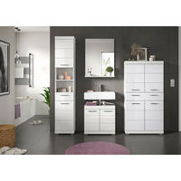 BADEZIMMER 4-teilig  in 171 cm  - Weiß Hochglanz/Silberfarben, MODERN, Glas/Holzwerkstoff (171cm) - MID.YOU