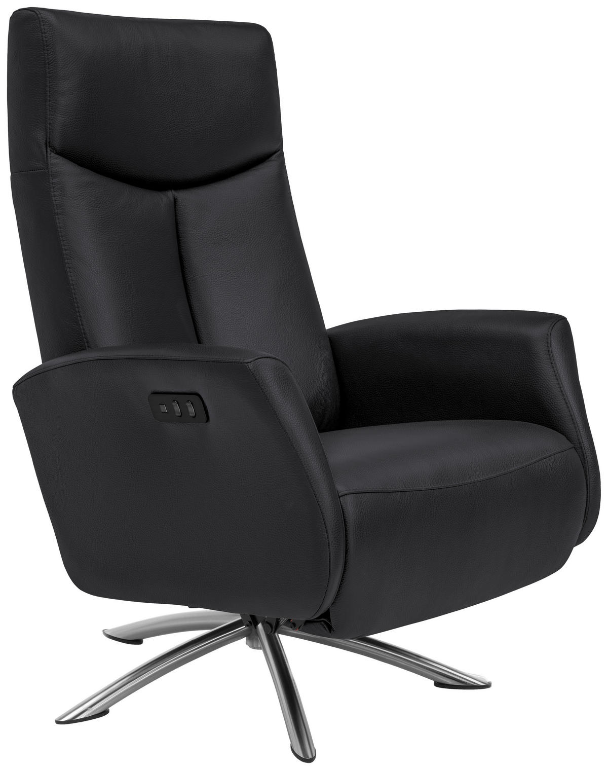 RELAXSESSEL in Leder Anthrazit  - Anthrazit/Silberfarben, Design, Leder/Metall (73/105/82cm) - Welnova