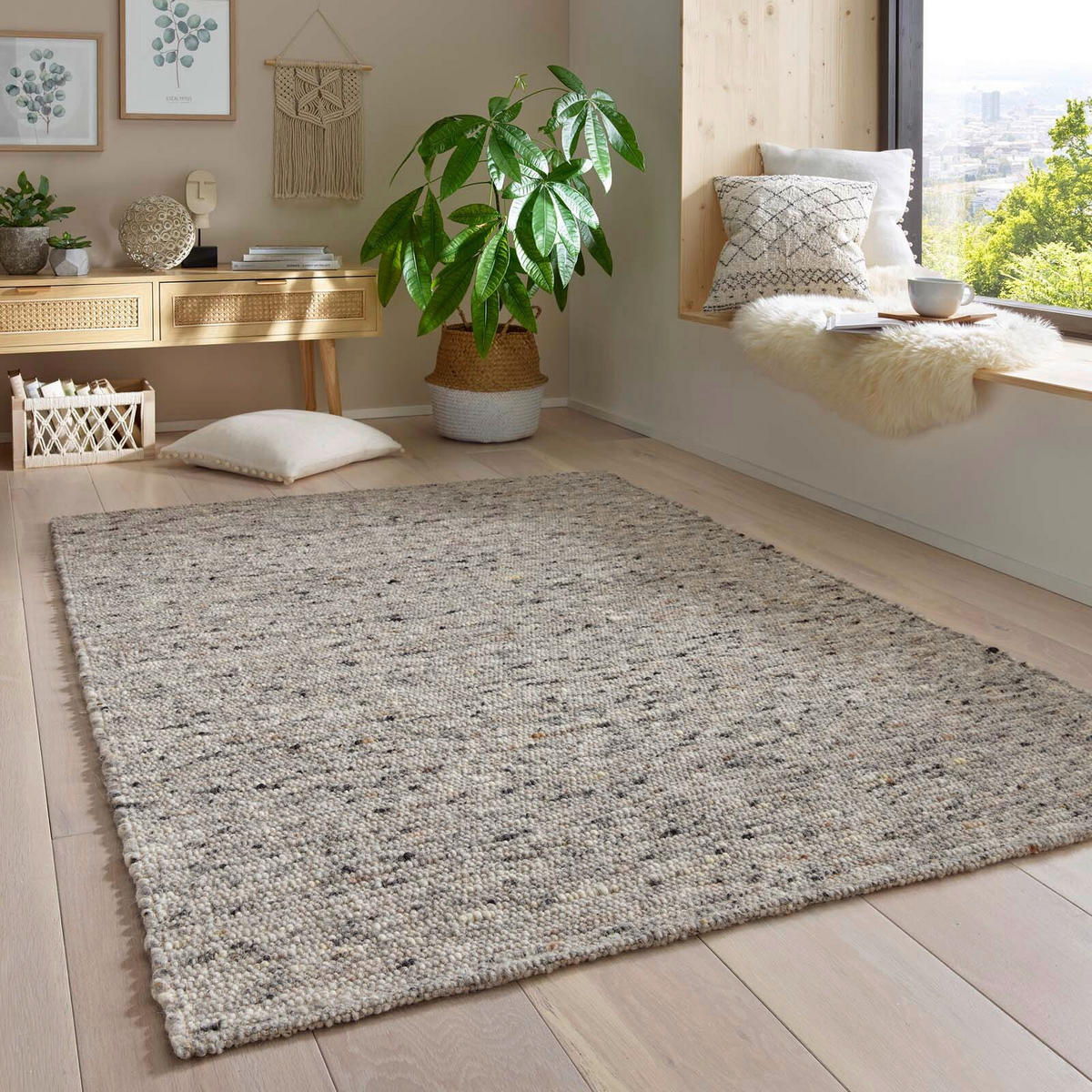 HANDWEBTEPPICH 300/390 cm Grau rechteckig  - Grau, KONVENTIONELL, Textil (300/390cm) - Linea Natura