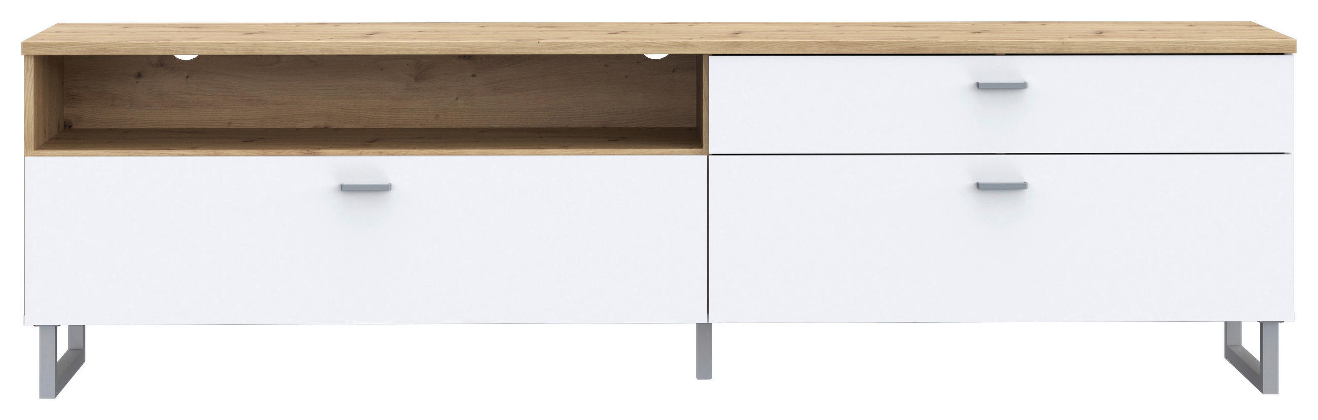 TV-ELEMENT bela, barve hrasta  - barve kroma/siva, Moderno, kovina/leseni material (205,1/57,4/41,3cm) - Hom`in
