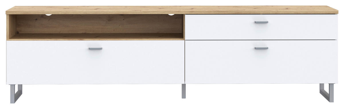 TV-ELEMENT bela, barve hrasta  - barve kroma/siva, Moderno, kovina/leseni material (205,1/57,4/41,3cm) - Hom`in