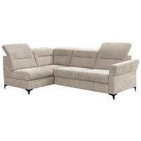 Ecksofa inkl. Funktionen Beige Webstoff  - Beige/Schwarz, KONVENTIONELL, Textil/Metall (177/272cm) - Stylife
