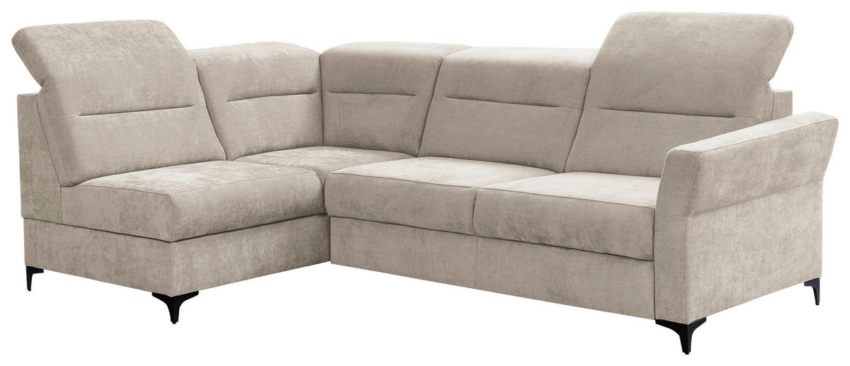 Ecksofa inkl. Funktionen Beige Webstoff  - Beige/Schwarz, KONVENTIONELL, Textil/Metall (177/272cm) - Stylife