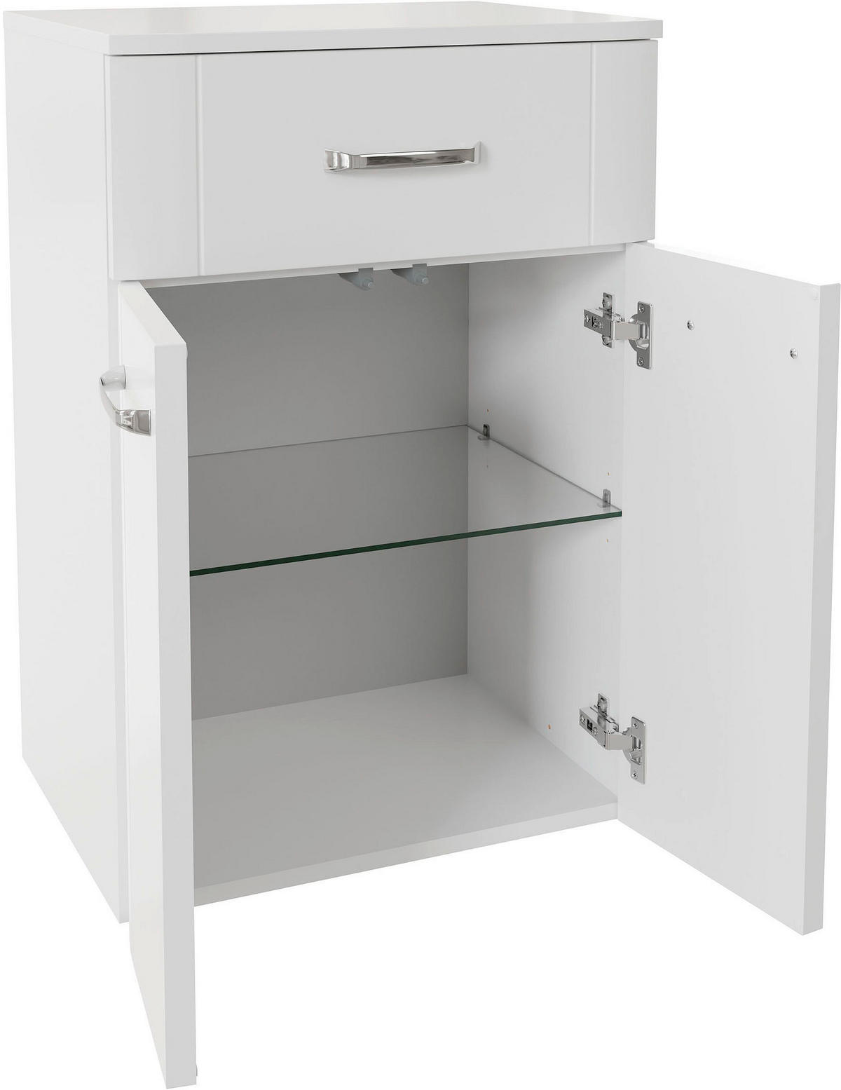 UNTERSCHRANK 50/75/38 cm   - Chromfarben/Weiß Hochglanz, MODERN, Glas/Holzwerkstoff (50/75/38cm) - Sadena