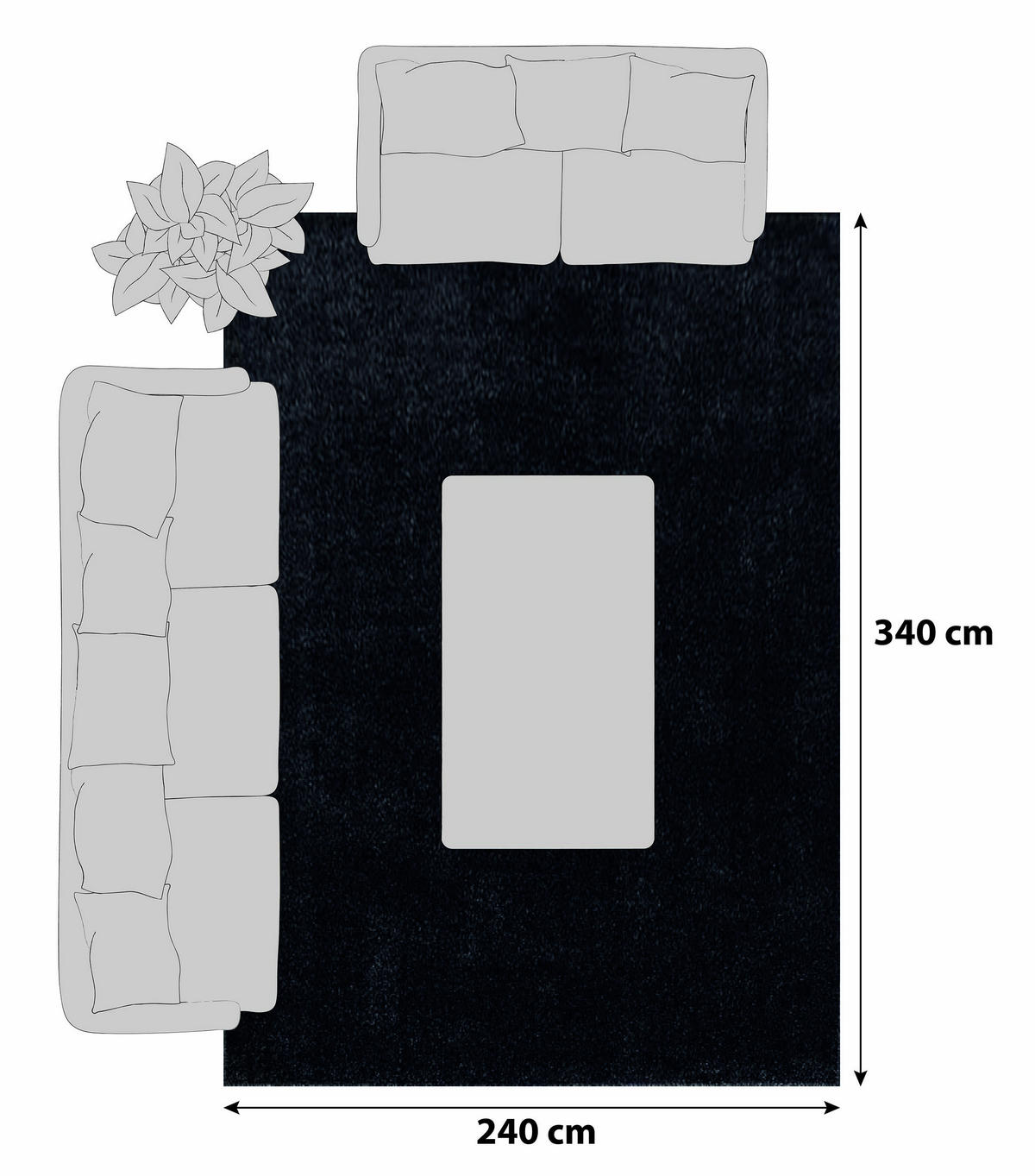 TEPIH VISOKOG FLORA 240/340 cm   antracit  ATA 7000  - antracit, Design, tekstil (240/340cm) - Novel