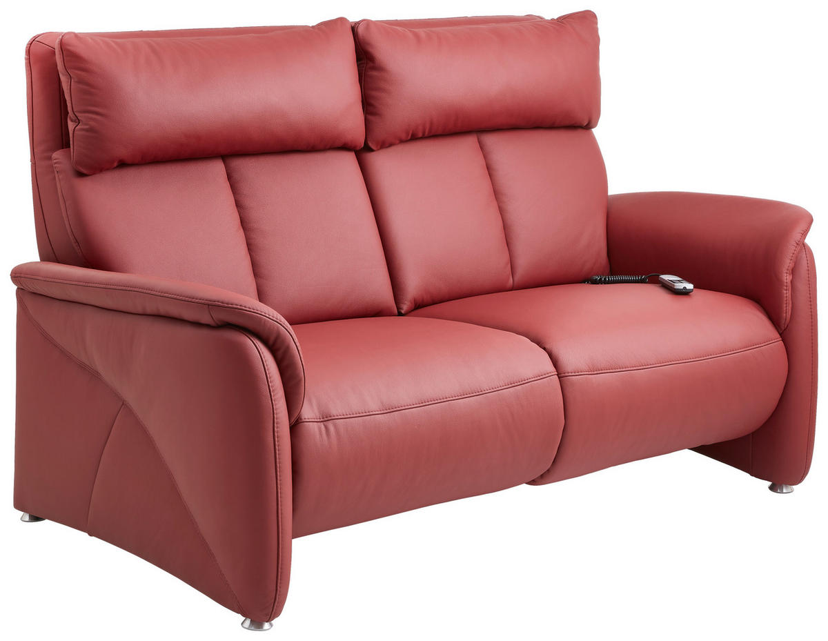 2-SITZER-SOFA Echtleder Dunkelrot  - Alufarben/Dunkelrot, KONVENTIONELL, Leder/Metall (171/108/99cm) - Cantus