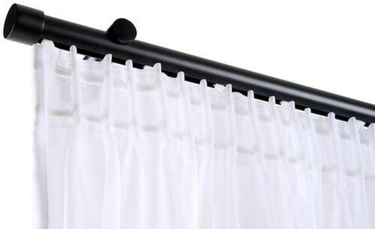 TYČ NA ZÁVĚSY S PŘÍSLUŠENSTVÍ  200 cm - černá, Basics, kov (200cm) - Homeware
