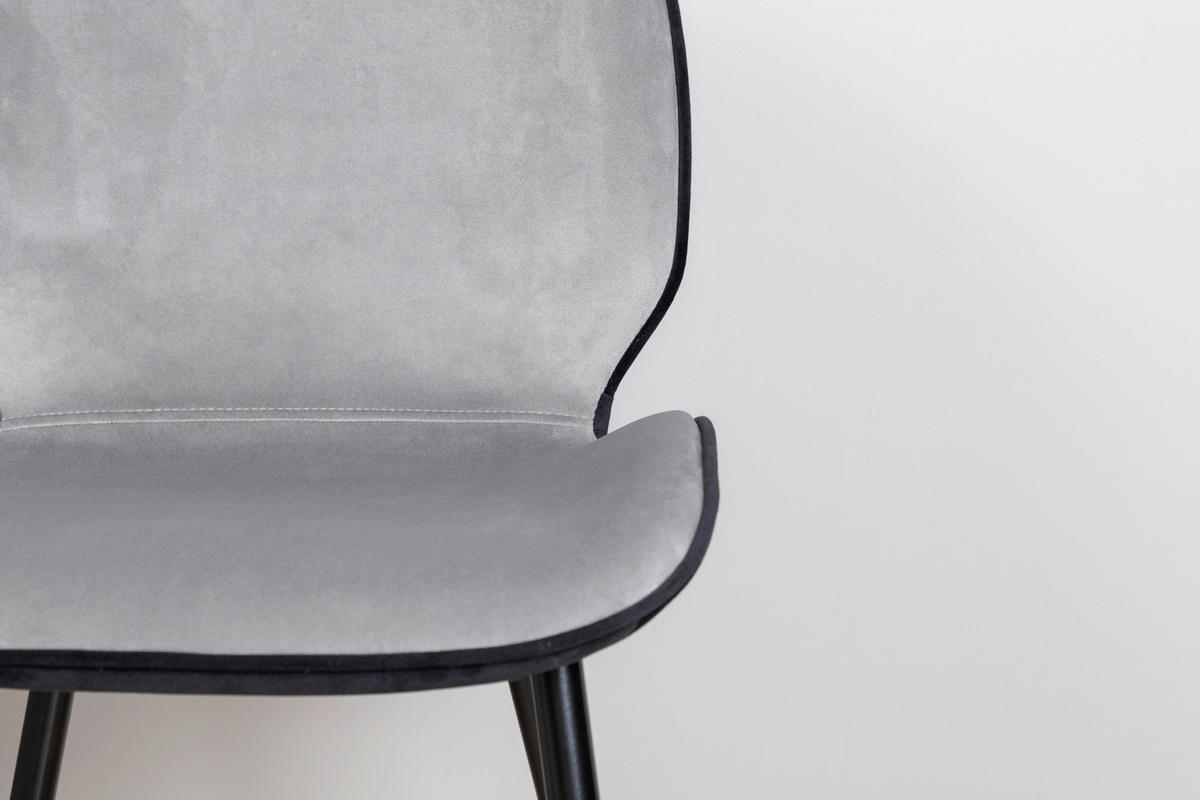 STOLSET 2 styck stål sammet  - ljusgrå/svart, Design, metall/textil (47/89/57cm) - Livetastic