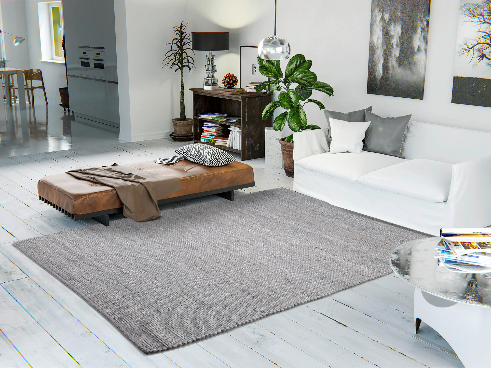HANDWEBTEPPICH 170/240 cm Helsinki Grau  - Grau, Basics, Textil (170/240cm) - Linea Natura