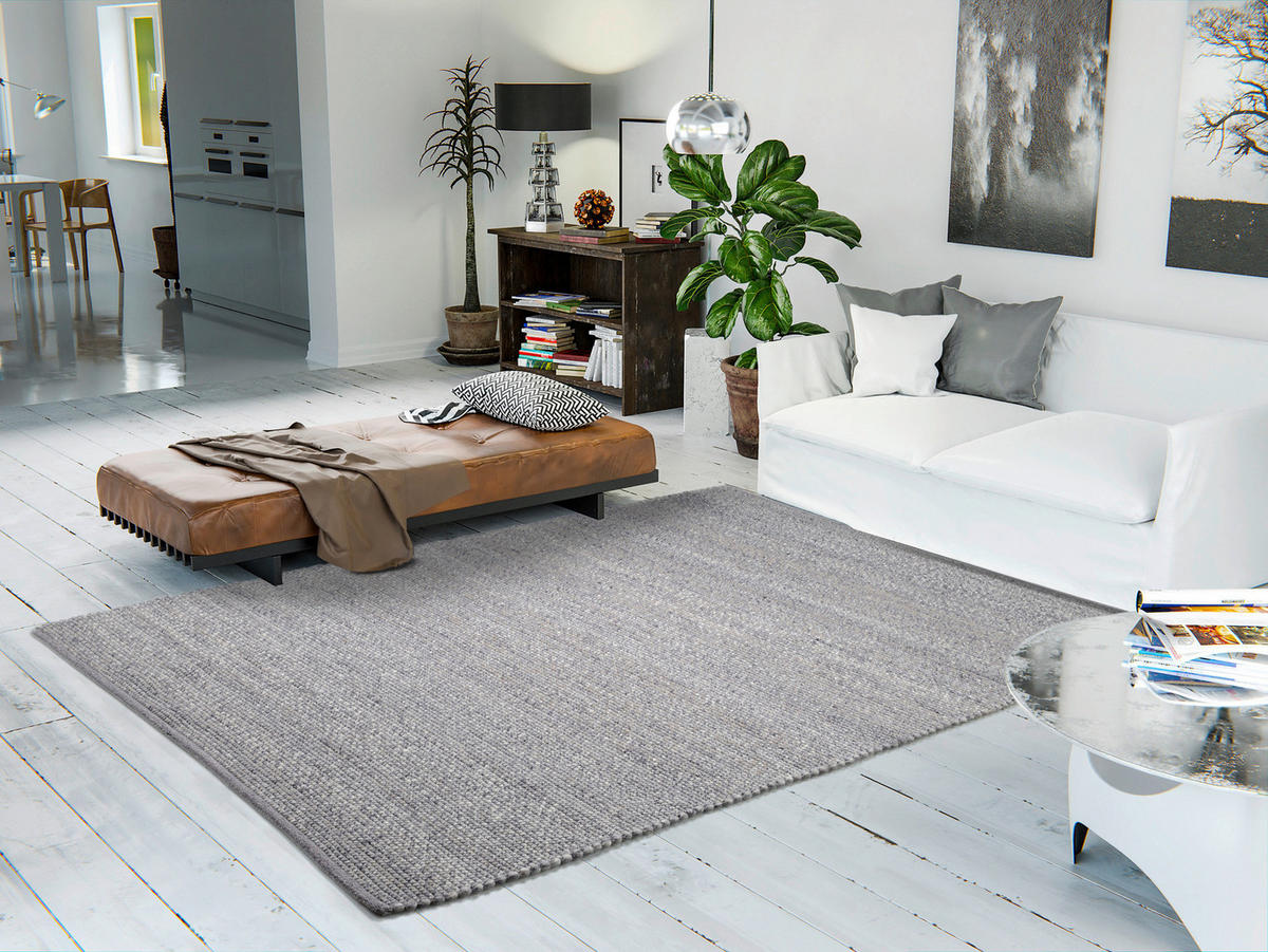 HANDWEBTEPPICH 200/300 cm Helsinki Grau  - Grau, Basics, Textil (200/300cm) - Linea Natura