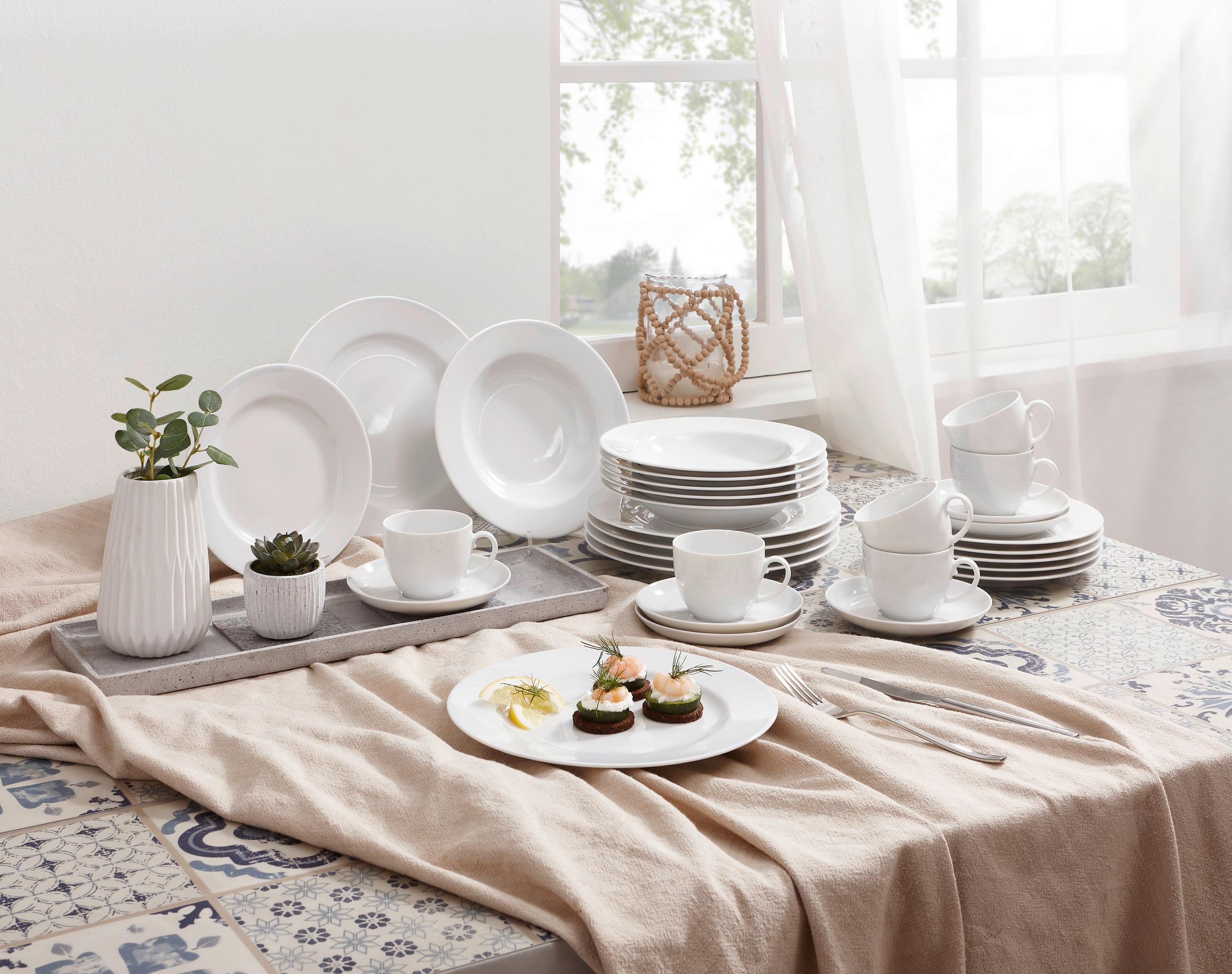 KOMBINOVANÁ SOUPRAVA, 30dílné, porcelán - bílá, Basics, keramika - Seltmann Weiden