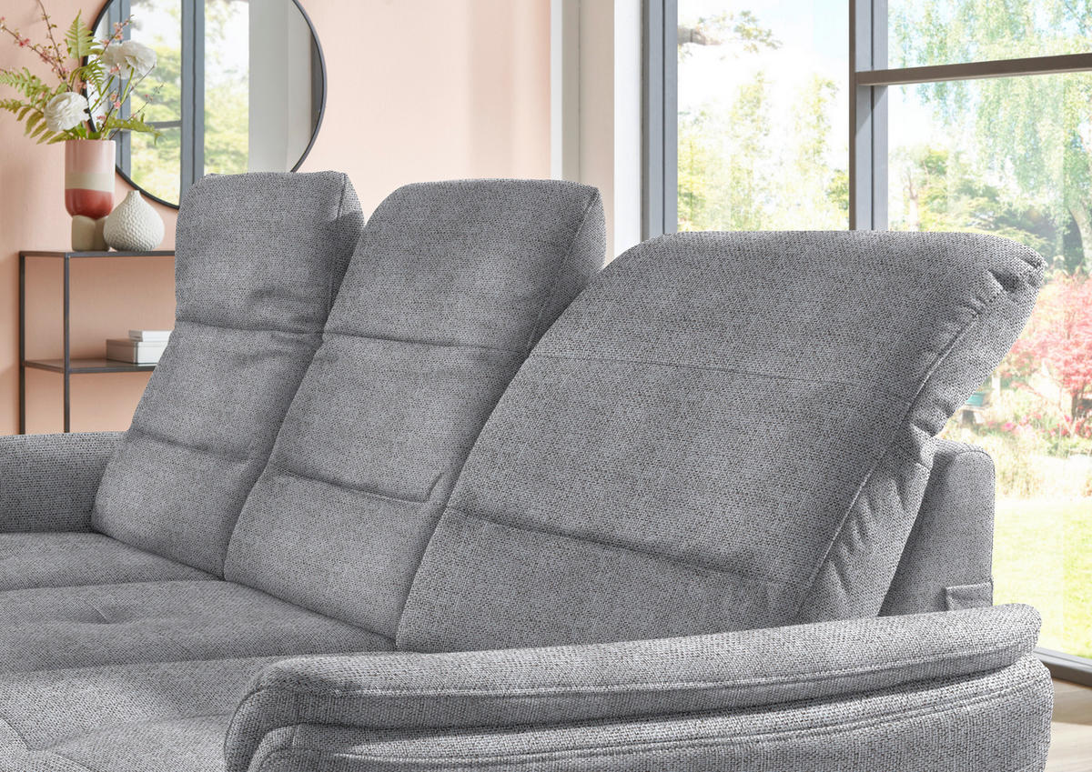 ECKSOFA in Flachgewebe Grau  - Schwarz/Grau, Konventionell, Textil/Metall (260/181cm) - Beldomo Speed