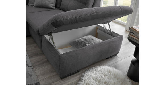 ECKSOFA  in Mikrovelours Grau  - Schwarz/Grau, KONVENTIONELL, Kunststoff/Textil (265/217cm) - Carryhome