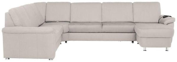 WOHNLANDSCHAFT Creme Flachgewebe  - Chromfarben/Creme, KONVENTIONELL, Textil/Metall (240/330/163cm) - Beldomo System