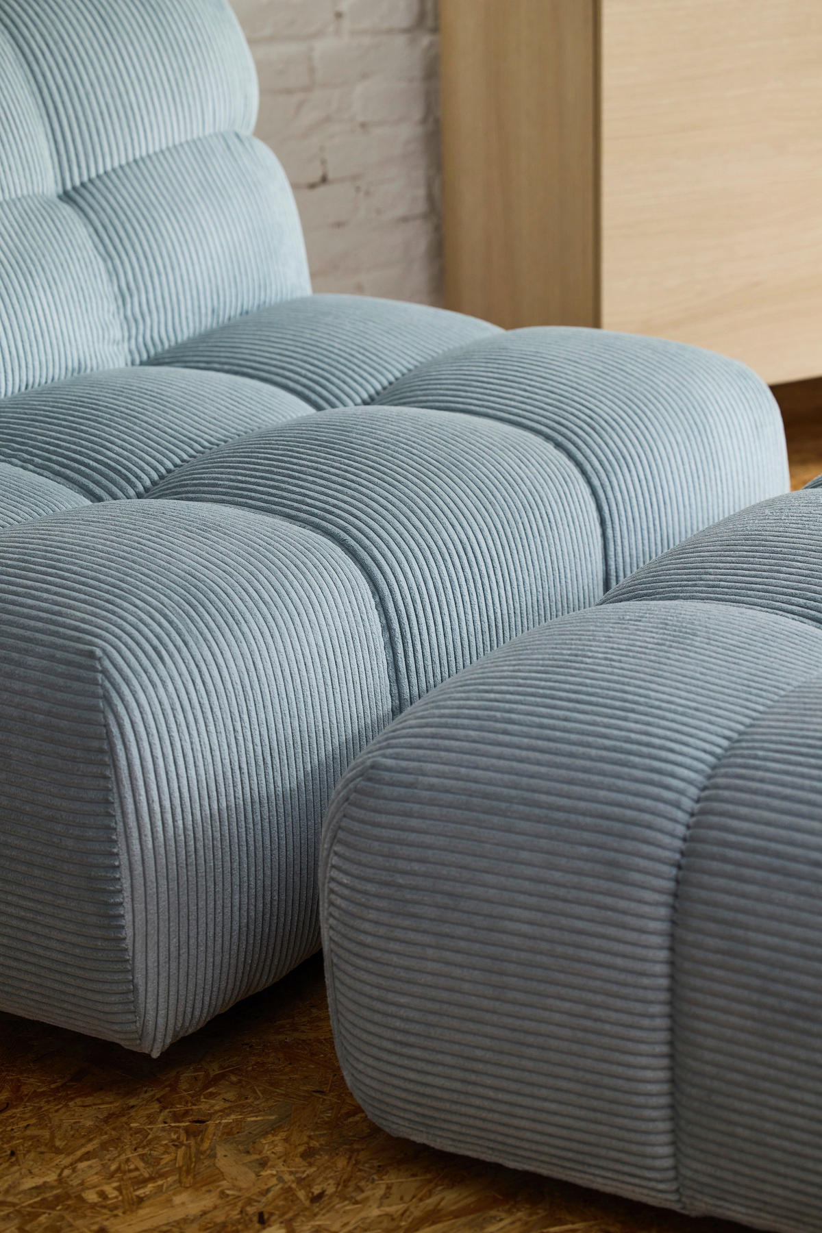 SESSEL in Cord Pastellblau  - Pastellblau/Schwarz, KONVENTIONELL, Textil/Metall (105/78/90cm) - Tom Tailor