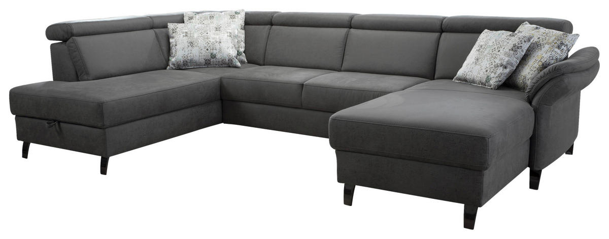 WOHNLANDSCHAFT in Mikrofaser Anthrazit  - Anthrazit/Schwarz, Konventionell, Textil/Metall (193/317/165cm) - Sit & More
