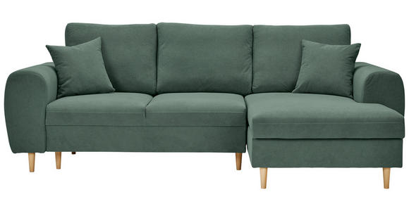 ECKSOFA in Webstoff Grün  - Naturfarben/Grün, KONVENTIONELL, Holz/Textil (250/145cm) - Carryhome