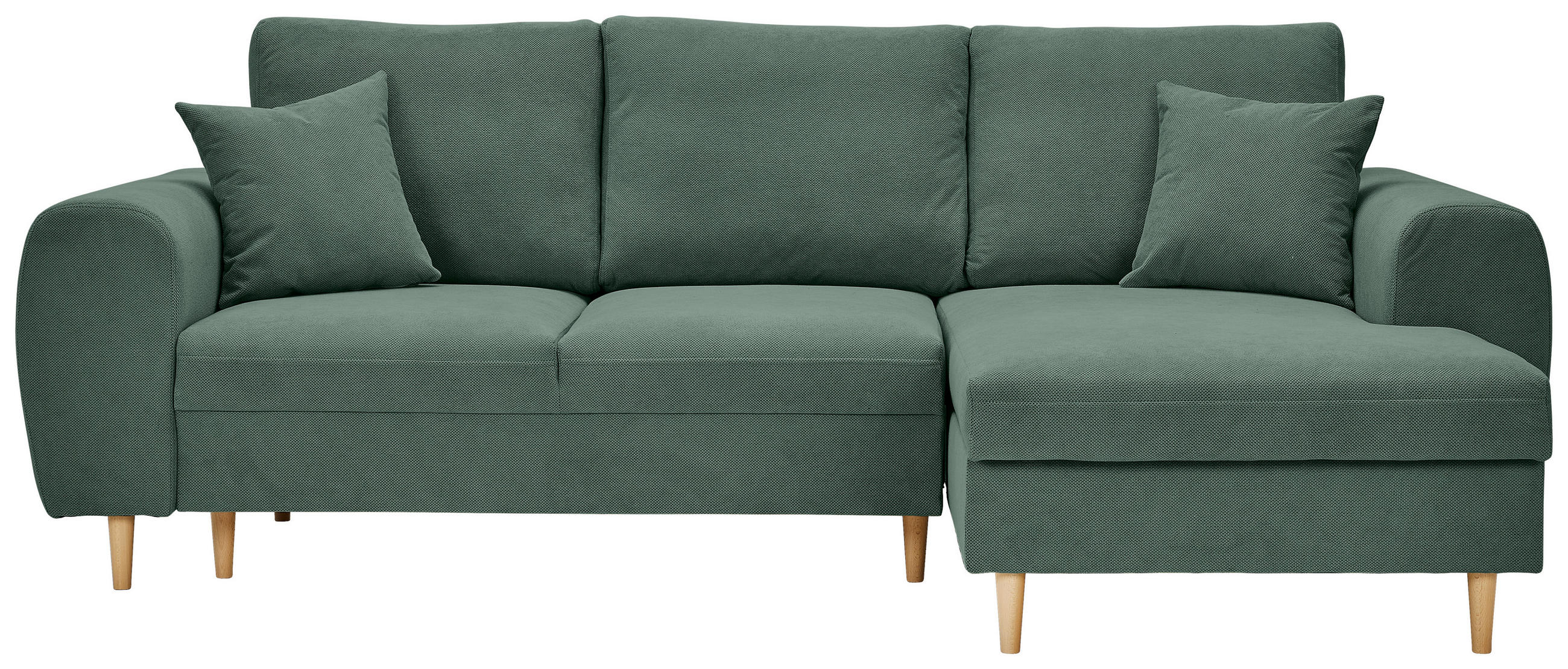 ECKSOFA in Webstoff Grün  - Naturfarben/Grün, Konventionell, Holz/Textil (250/145cm) - MID.YOU