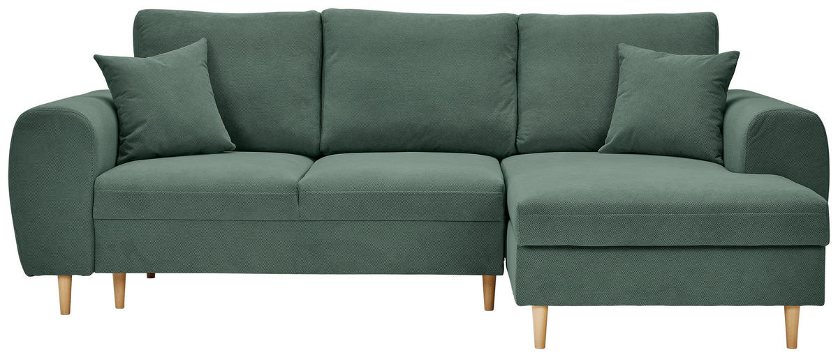 ECKSOFA in Webstoff Grün  - Naturfarben/Grün, Konventionell, Holz/Textil (250/145cm) - MID.YOU