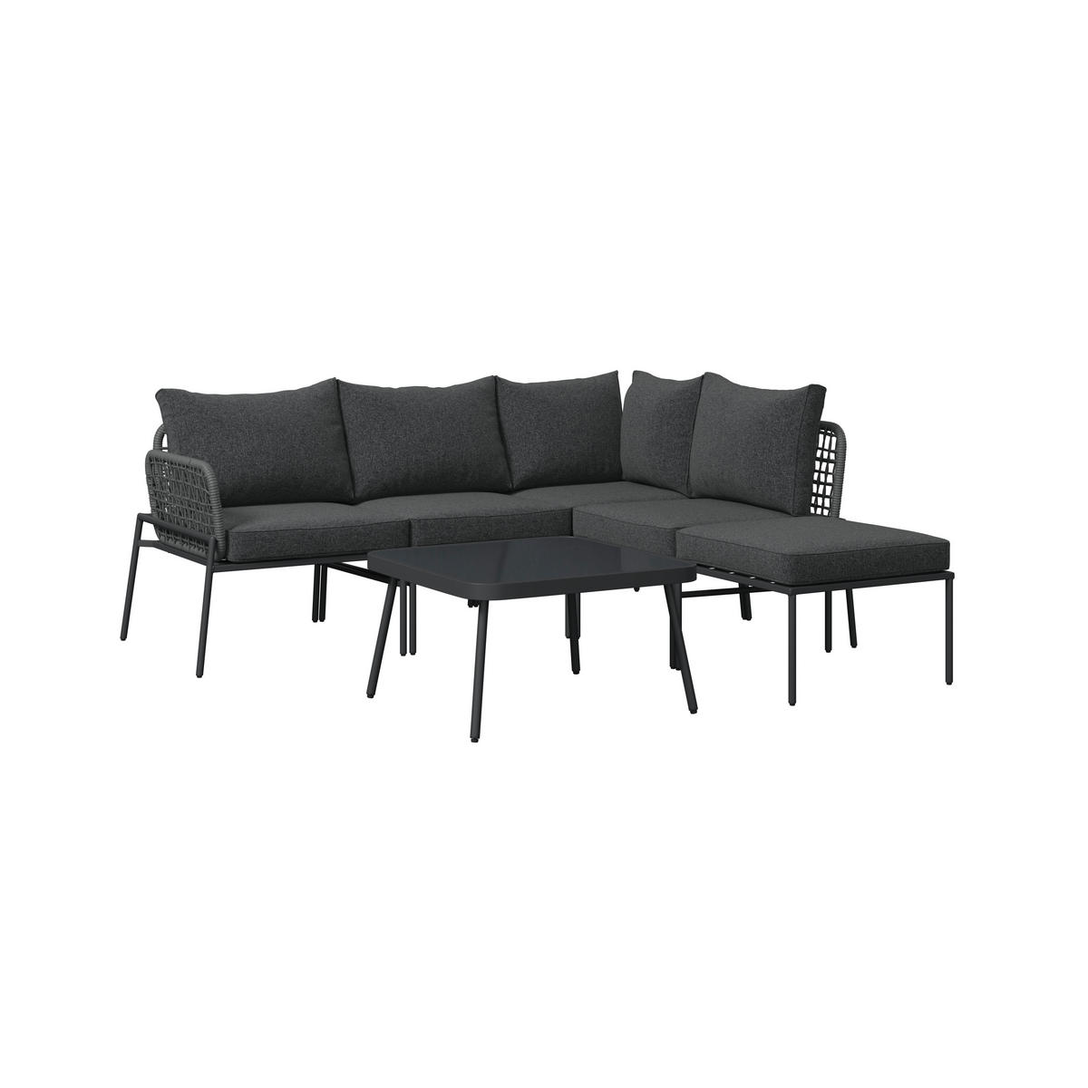 LOUNGEGARNITUR 6-teilig   Eisen  - Dunkelgrau, MODERN, Glas/Textil (198l) - Ambia Garden