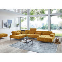 SEDEŽNA GARNITURA, barve karija  - črna/barve karija, Moderno, kovina/tekstil (212/383/195cm) - Beldomo Style