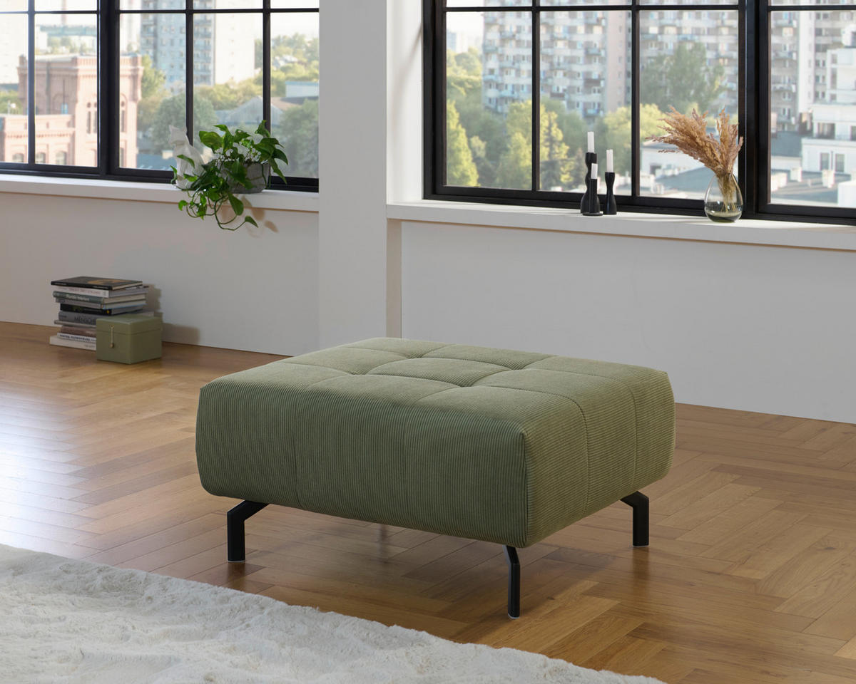 ECKSOFA Waldgrün Cord  - Waldgrün/Schwarz, Design, Textil/Metall (214/261cm) - Beldomo Style