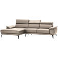 ECKSOFA in Echtleder Creme  - Creme/Schwarz, Design, Leder/Metall (187/295cm) - Novel