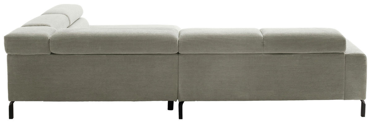 ECKSOFA inkl. Funktion in Cord Graubraun  - Graubraun/Schwarz, Modern, Textil/Metall (309/219cm) - Pure Home Lifestyle