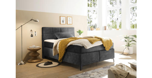 BOXSPRINGBETT 140/200 cm in Schwarz - Schwarz, Design, Holzwerkstoff/Kunststoff (140/200cm) - Xora