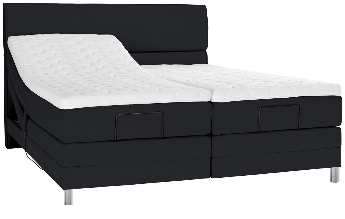 BOXSPRINGBETT 160/200 cm  in Schwarz  - Chromfarben/Schwarz, Konventionell, Kunststoff/Textil (160/200cm) - Voleo
