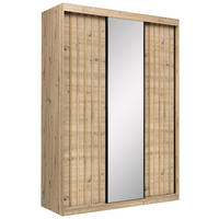 SCHIEBETÜRENSCHRANK 150/215/59,5 cm Eiche Artisan  - Weiss/Schwarz, Modern, Holzwerkstoff/Metall (150/215/59,5cm) - P & B