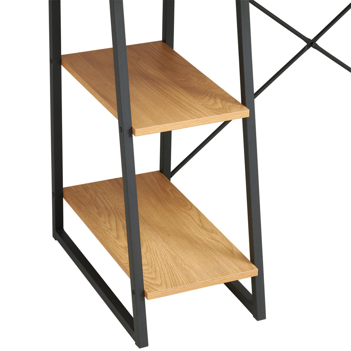 PISALNA MIZA kovina, leseni material črna, barve hrasta  - črna/barve hrasta, Moderno, kovina/leseni material (102/117/50cm) - MID.YOU